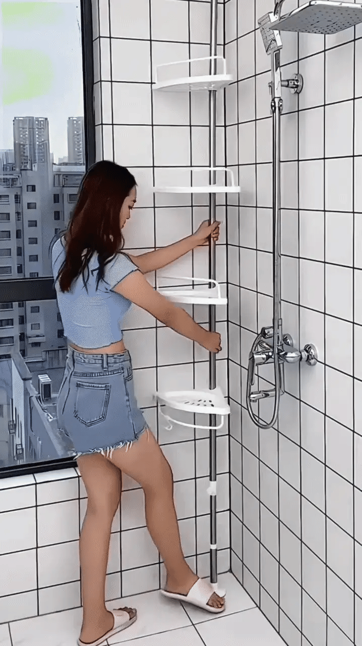 4 Tier Adjustable Shelf Bathroom Organiser Corner Rack