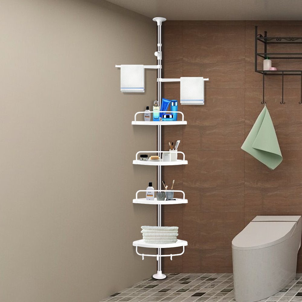 4 Tier Adjustable Shelf Bathroom Organiser Corner Rack